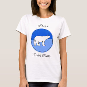 Polar Bear Mum and Cub Painting - Wildlife Art T-Shirt