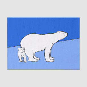 Polar Bear Mum and Cub Painting - Wildlife Art Tissue Paper