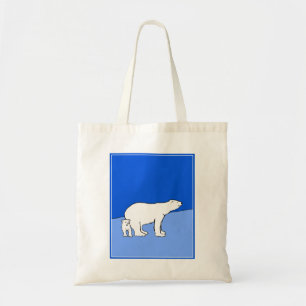 Polar Bear Mum and Cub Painting - Wildlife Art Tote Bag