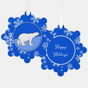 Polar Bear Mum and Cub Painting - Wildlife Art Tree Decoration Card
