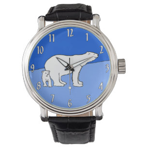 Polar Bear Mum and Cub Painting - Wildlife Art Watch