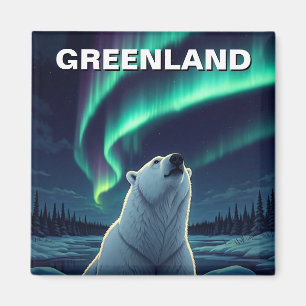 Polar Bear northern lights Greenland Magnet