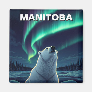 Polar Bear northern lights Manitoba Canada Magnet
