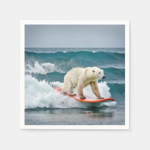 Polar Bear On A Surfboard Napkin