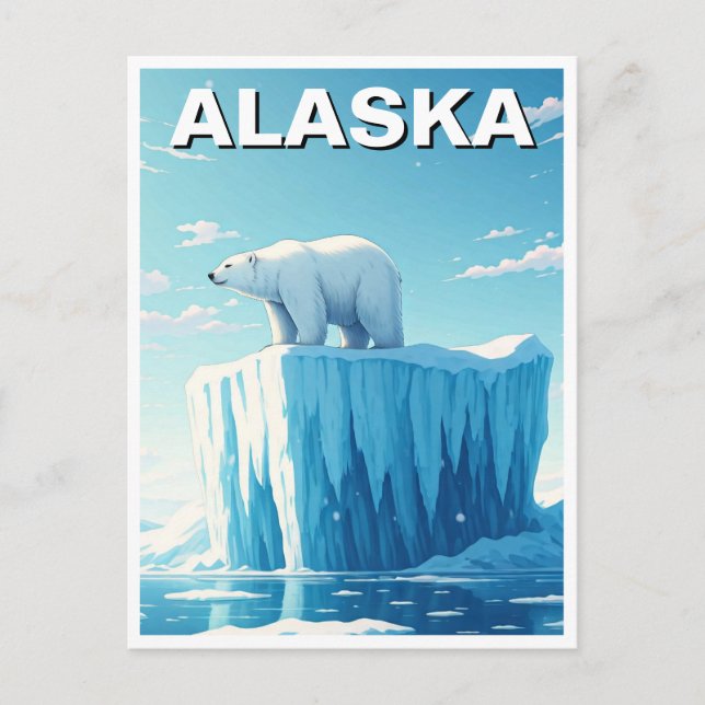 Polar Bear on an Iceberg Alaska Postcard (Front)