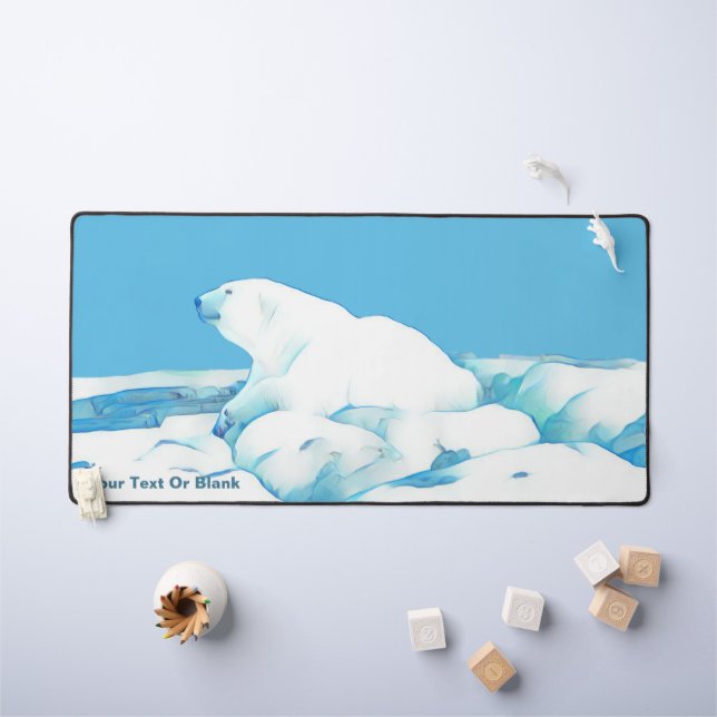 Polar Bear On Ice Desk Mat (Kids Table)