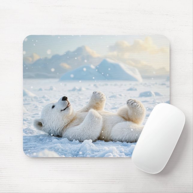 Polar Bear On Ice  Mouse Mat (With Mouse)
