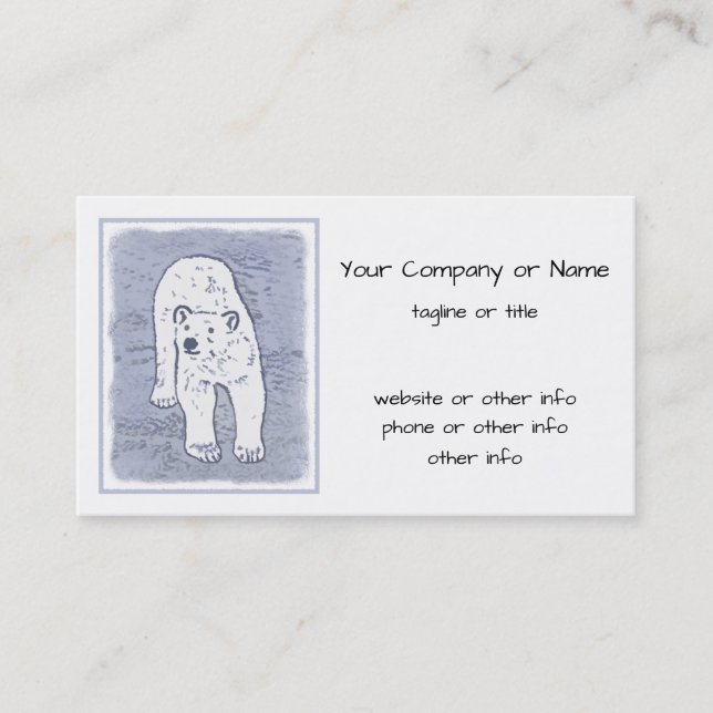 Polar Bear on Ice Painting - Original Wildlife Art Business Card (Front)