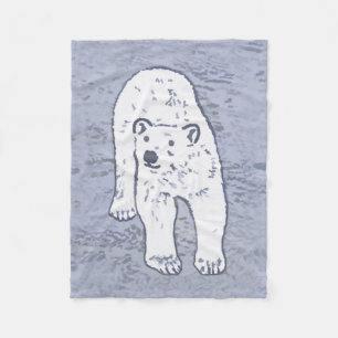 Polar Bear on Ice Painting - Original Wildlife Art Fleece Blanket