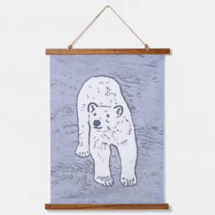 Polar Bear on Ice Painting - Original Wildlife Art Hanging Tapestry