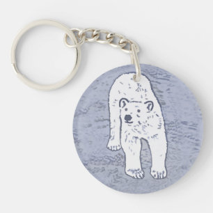 Polar Bear on Ice Painting - Original Wildlife Art Key Ring