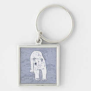 Polar Bear on Ice Painting - Original Wildlife Art Key Ring