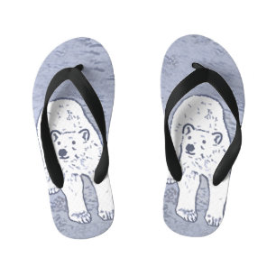 Polar Bear on Ice Painting - Original Wildlife Art Kid's Flip Flops