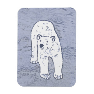 Polar Bear on Ice Painting - Original Wildlife Art Magnet