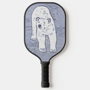 Polar Bear on Ice Painting - Original Wildlife Art Pickleball Paddle
