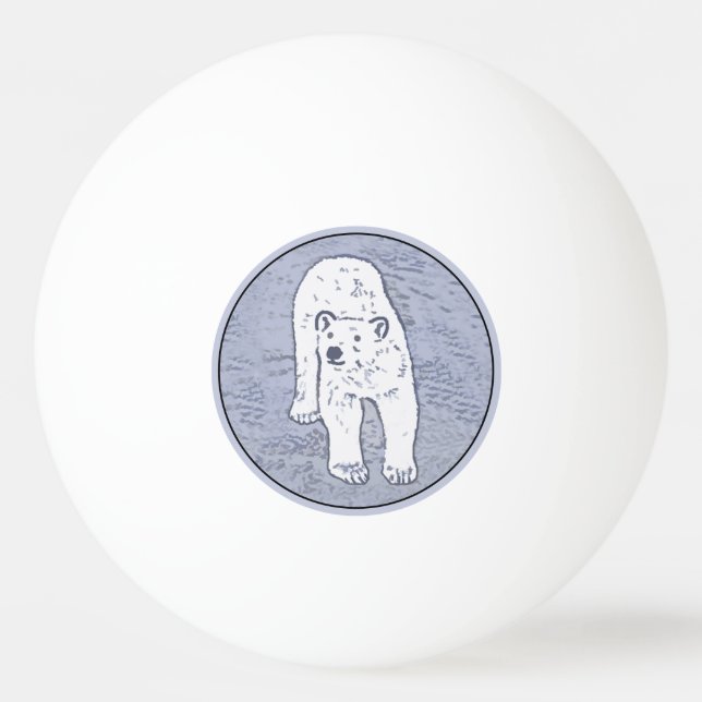 Polar Bear on Ice Painting - Original Wildlife Art Ping Pong Ball (Front)