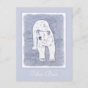 Polar Bear on Ice Painting - Original Wildlife Art Postcard