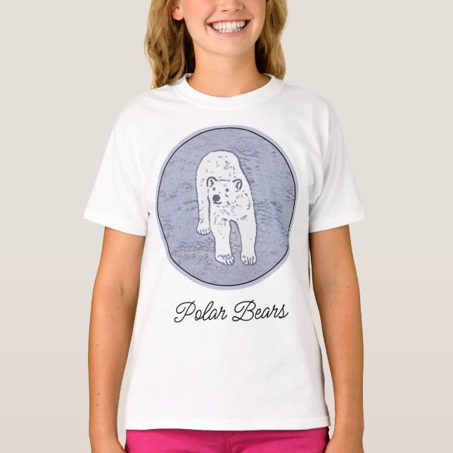 Polar Bear on Ice Painting - Original Wildlife Art T-Shirt (Front)