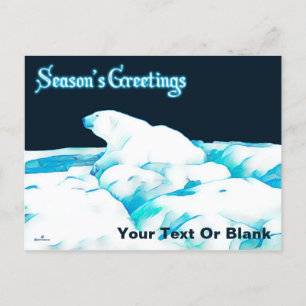 Polar Bear On Ice - Season's Greetings Holiday Postcard