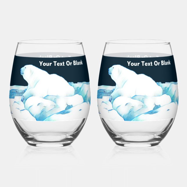 Polar Bear On Ice Whiskey Glass (Front)