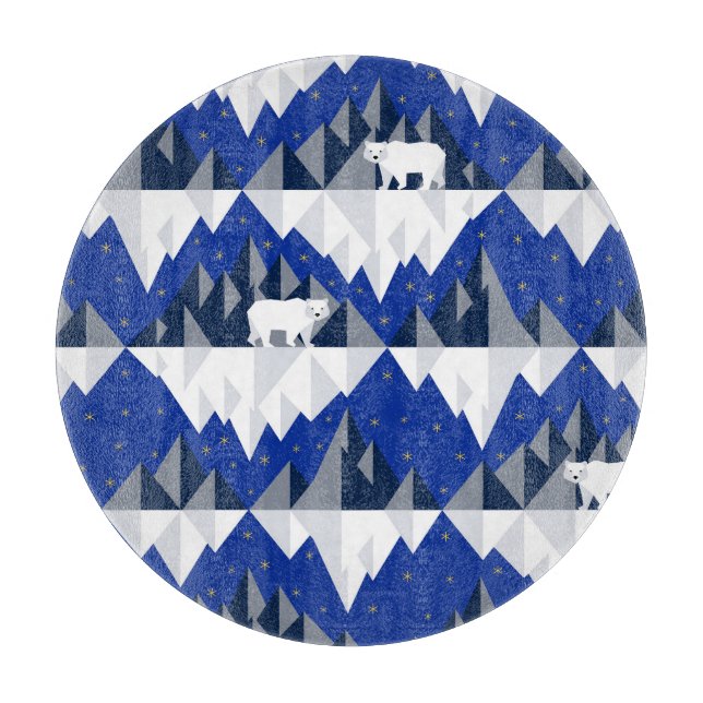 Polar Bear on Iceberg Seamless Pattern. Cutting Board (Front)
