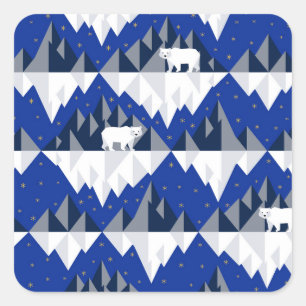 Polar Bear on Iceberg Seamless Pattern. Square Sticker