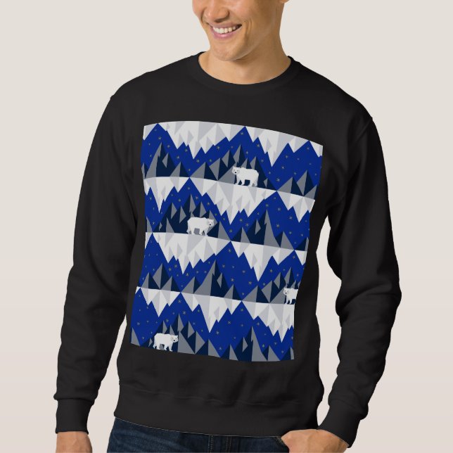 Polar Bear on Iceberg Seamless Pattern. Sweatshirt (Front)