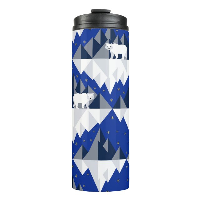 Polar Bear on Iceberg Seamless Pattern. Thermal Tumbler (Front)
