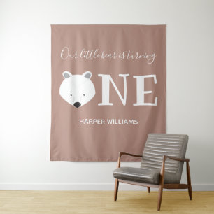 Polar Bear One Cute Animal First Birthday Tapestry