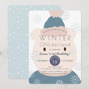 Polar Bear Onederland Boy 1st Birthday Invitation