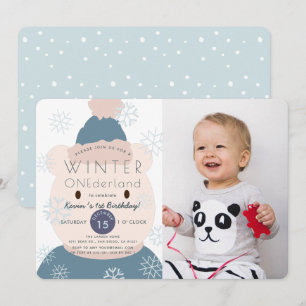 Polar Bear Onederland Boy 1st Photo Birthday Invitation