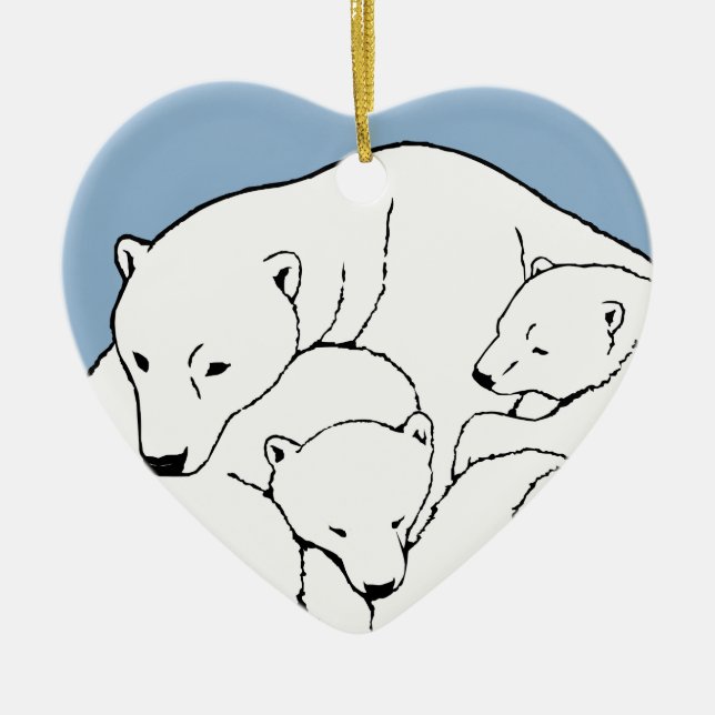 Polar Bear Ornament Mother Baby Personalised Gift (Front)