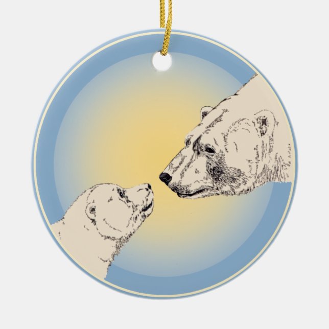 Polar Bear Ornament Mother Baby Personalised Gift (Front)