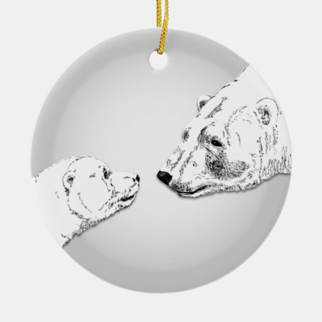 Polar Bear Ornament Mother Baby Personalised Gift (Front)