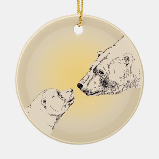 Polar Bear Ornament Mother Baby Personalised Gift (Front)