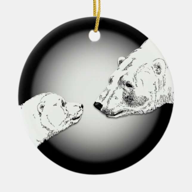 Polar Bear Ornament Mother Baby Personalised Gift (Front)