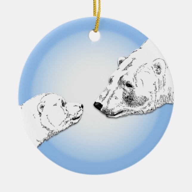 Polar Bear Ornament Mother Baby Personalised Gift (Front)
