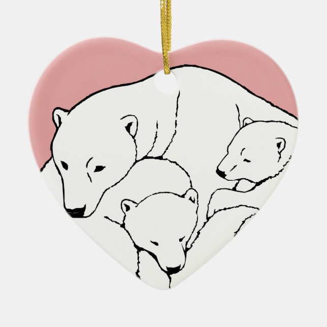 Polar Bear Ornament Mother Baby Personalised Gift (Front)