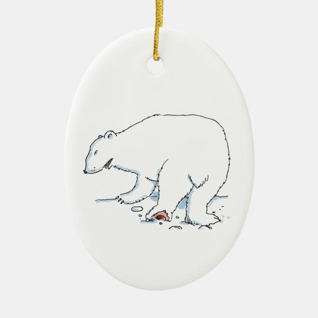 Polar Bear oval ceramic ornament (Front)