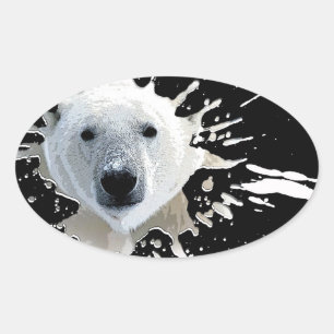 polar bear oval sticker