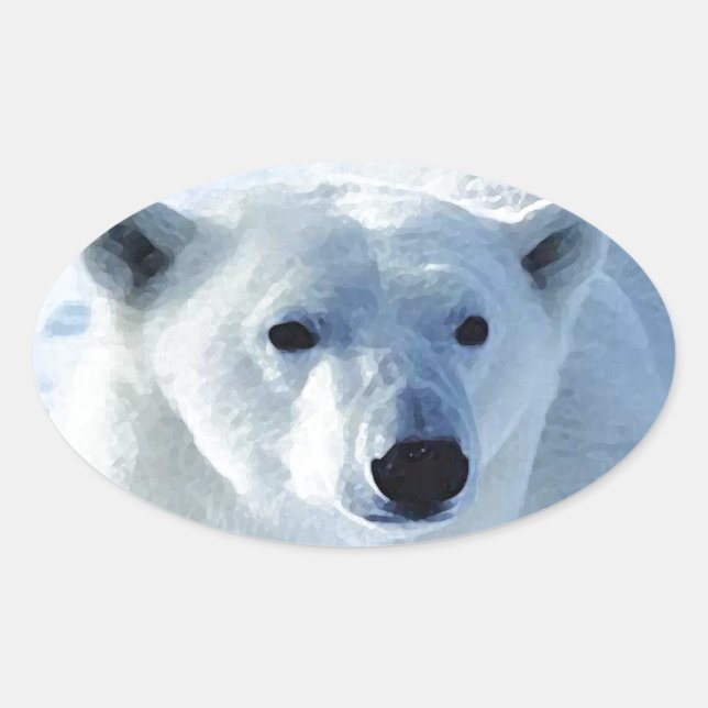 Polar Bear Oval Sticker (Front)