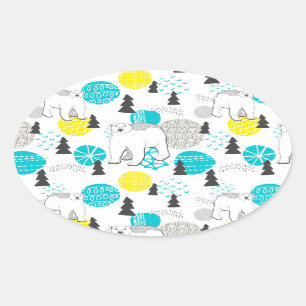 Polar bear oval sticker