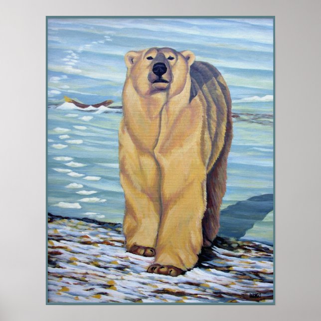 Polar Bear Painting Art Print Wildlife Home Decor (Front)