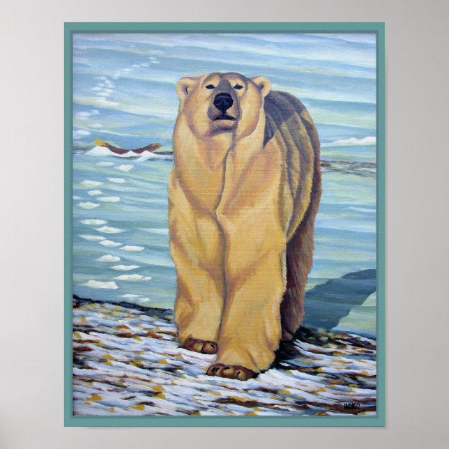 Polar Bear Painting Poster  Wildlife Home Decor (Front)