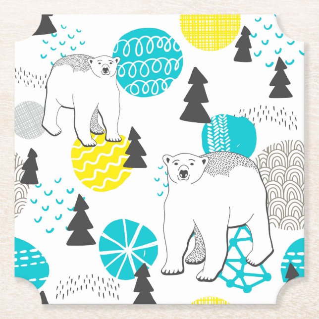 Polar bear paper coaster (Front)