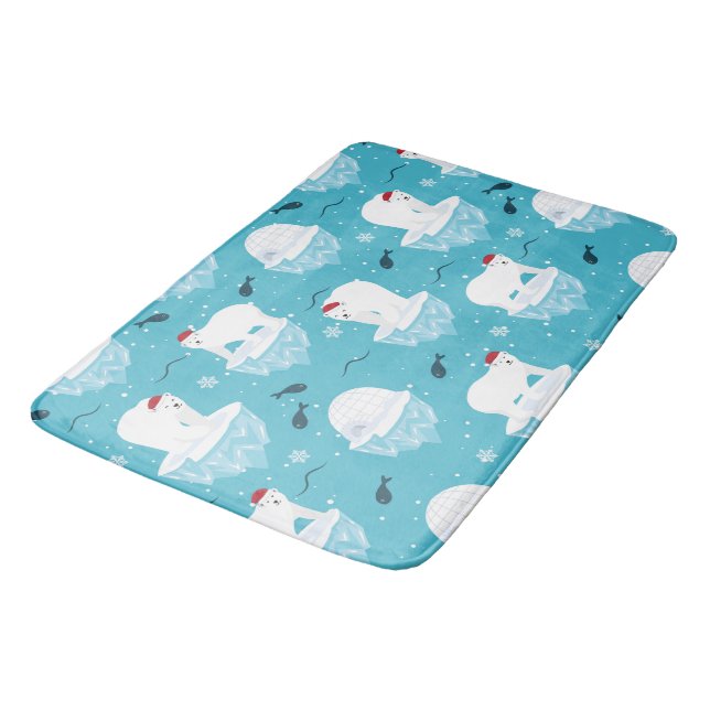 Polar Bear Party Bath Mat (Angled)