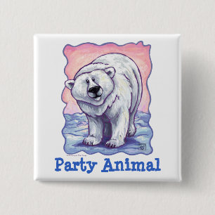 Polar Bear Party Centre 15 Cm Square Badge