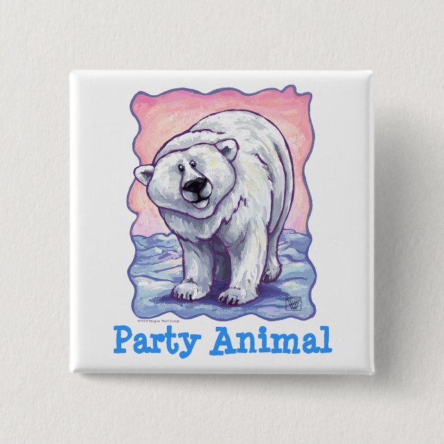 Polar Bear Party Centre 15 Cm Square Badge (Front)