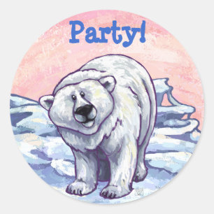 Polar Bear Party Centre Classic Round Sticker