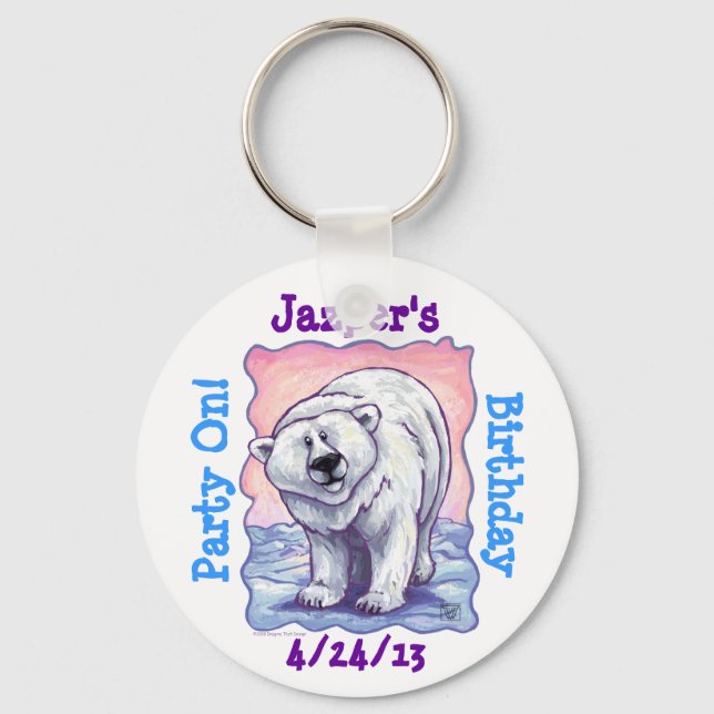 Polar Bear Party Centre Key Ring (Front)
